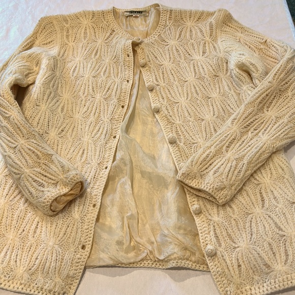 Rosanna Cream Colored Cardigan Size 36 (5.5) 100% Virgin Wool Hand Loomed - Picture 4 of 7